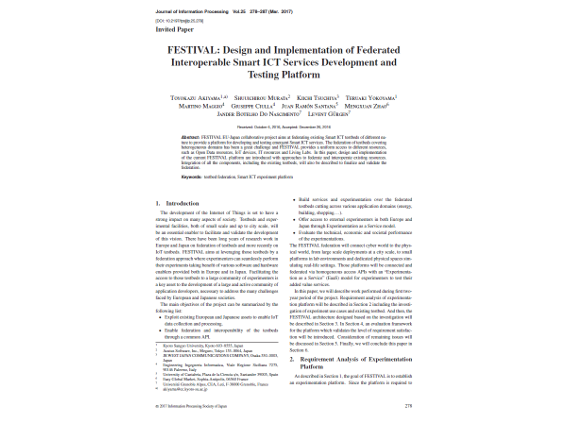 Festival: Design and Implementation of Federated Interoperable Smart ICT Services Development and Testing Platform