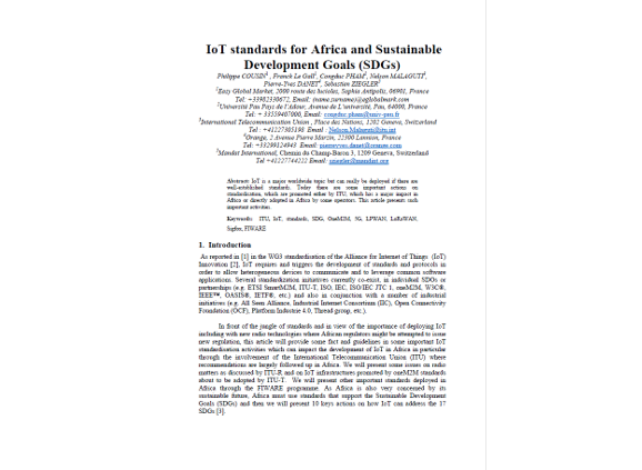 IoT Standards for Africa and Sustainable Development Goals (SDGs)